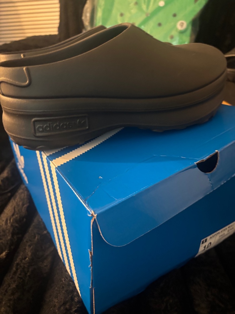 adidas Black Slip-On Foam Clog Loafers